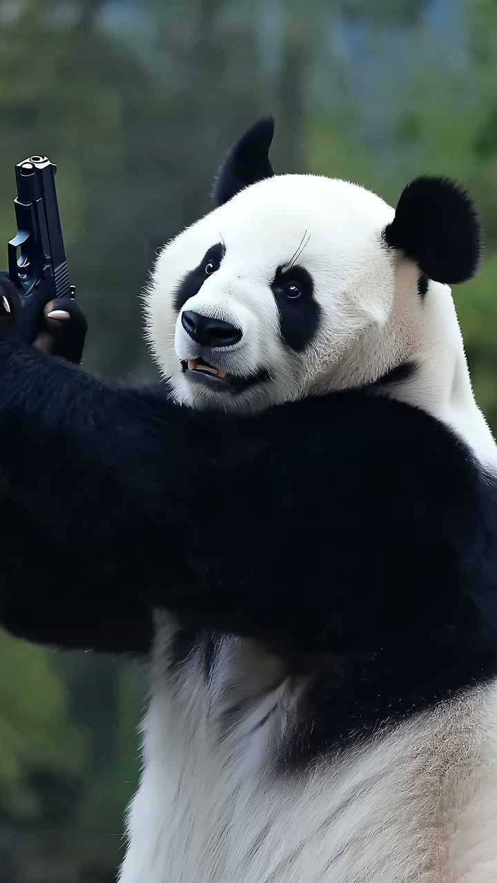 熊猫打枪，