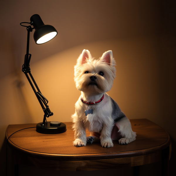 室内灯光下的可爱马尔泰犬