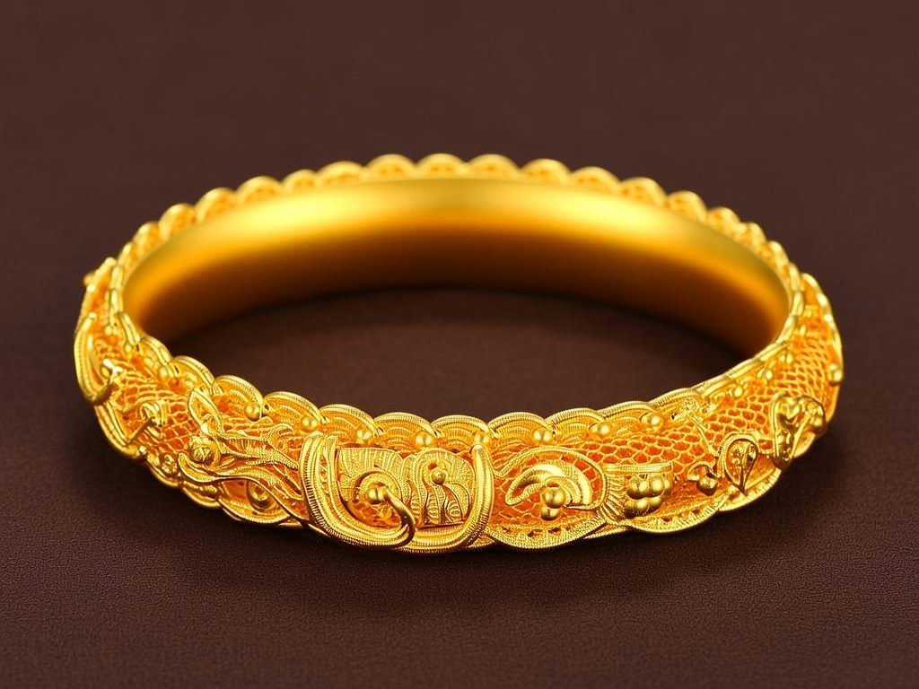 扁圆金手镯图片 扁圆金手镯图片