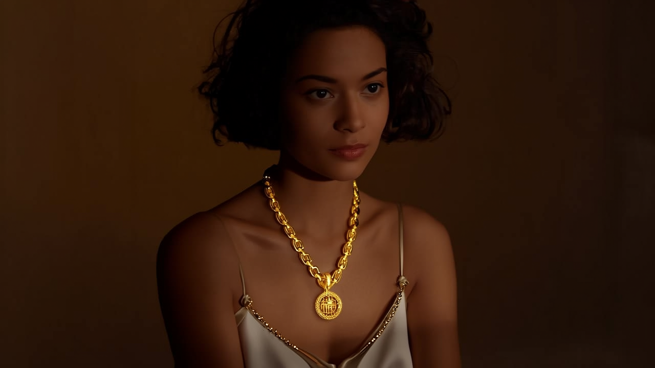 黄金女项链图片