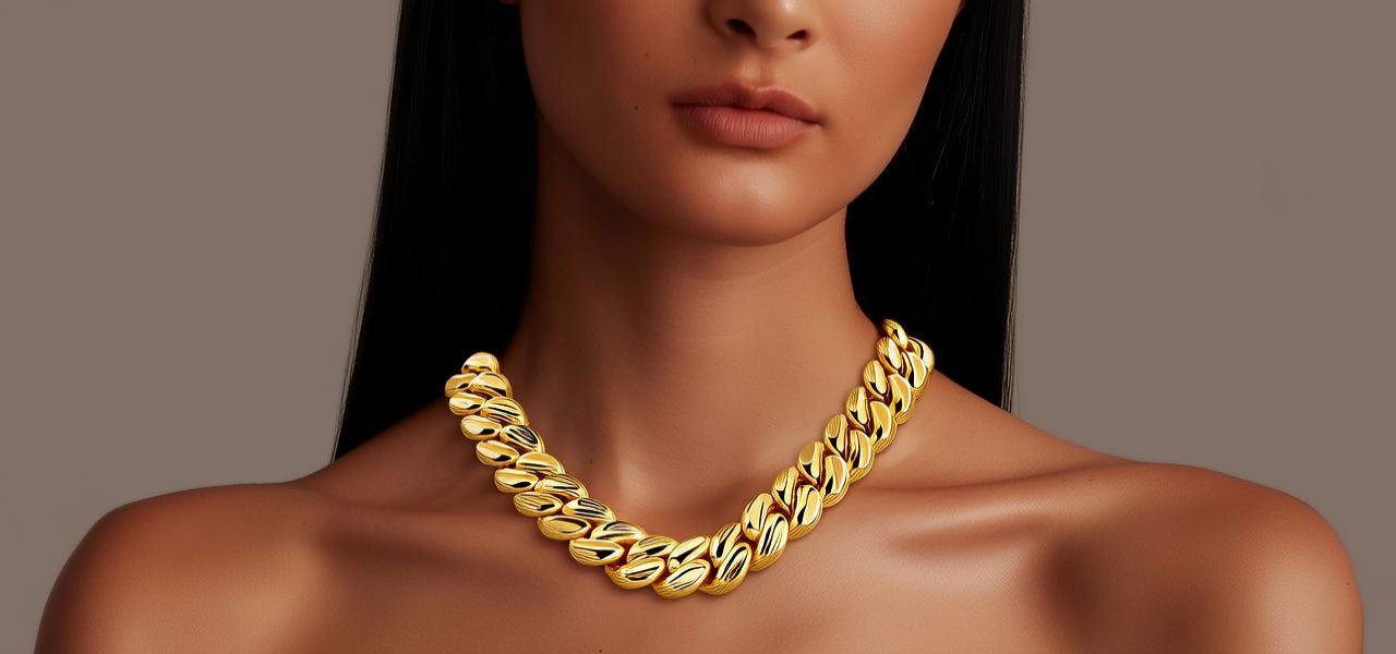 时尚金项链图片