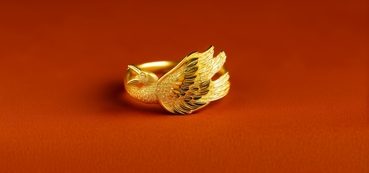 凤凰黄金戒指图片