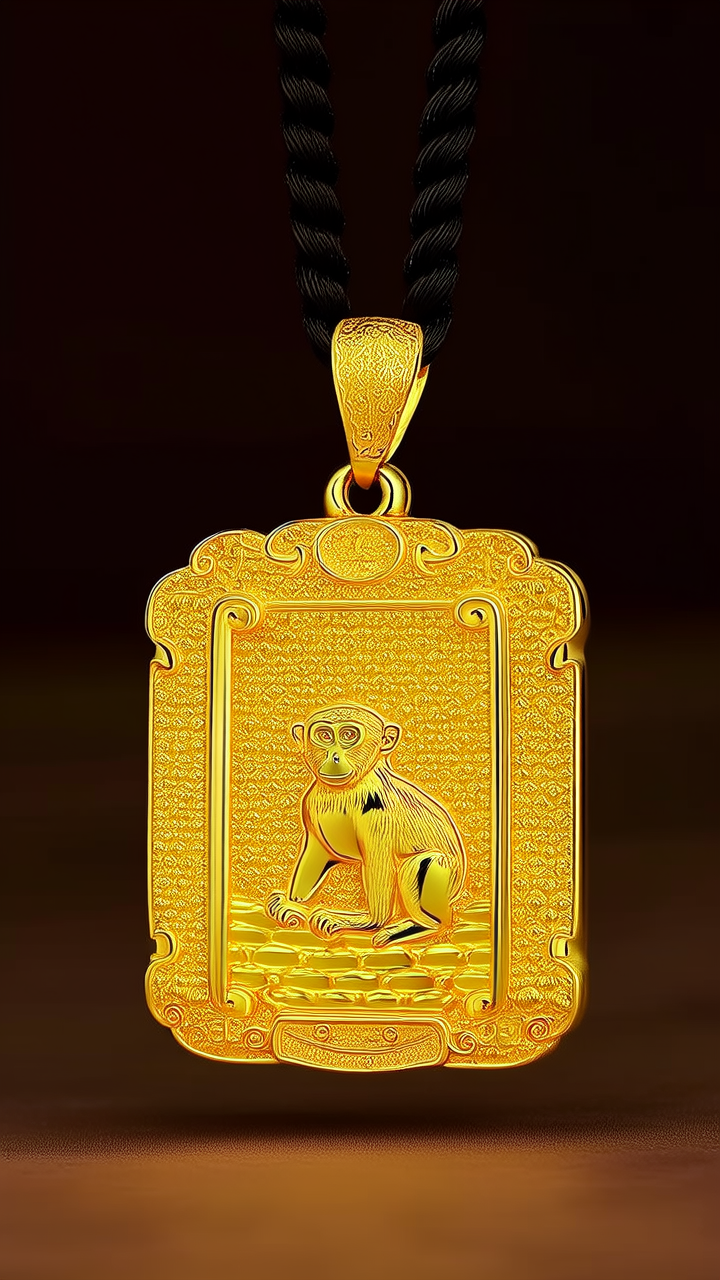 猴子黄金吊坠图片