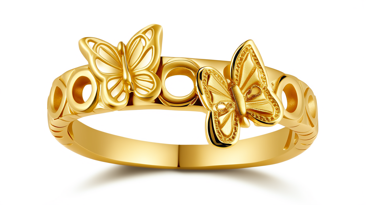 黄金蝴蝶戒指图片