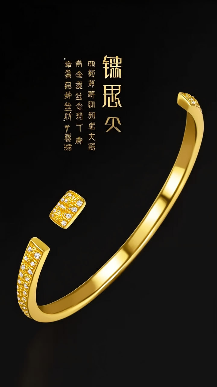 黄金镶玉手镯图片