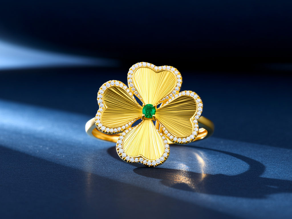 黄金戒指四叶草图片