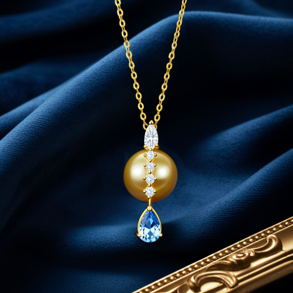 黄金圆珠项链吊坠图片